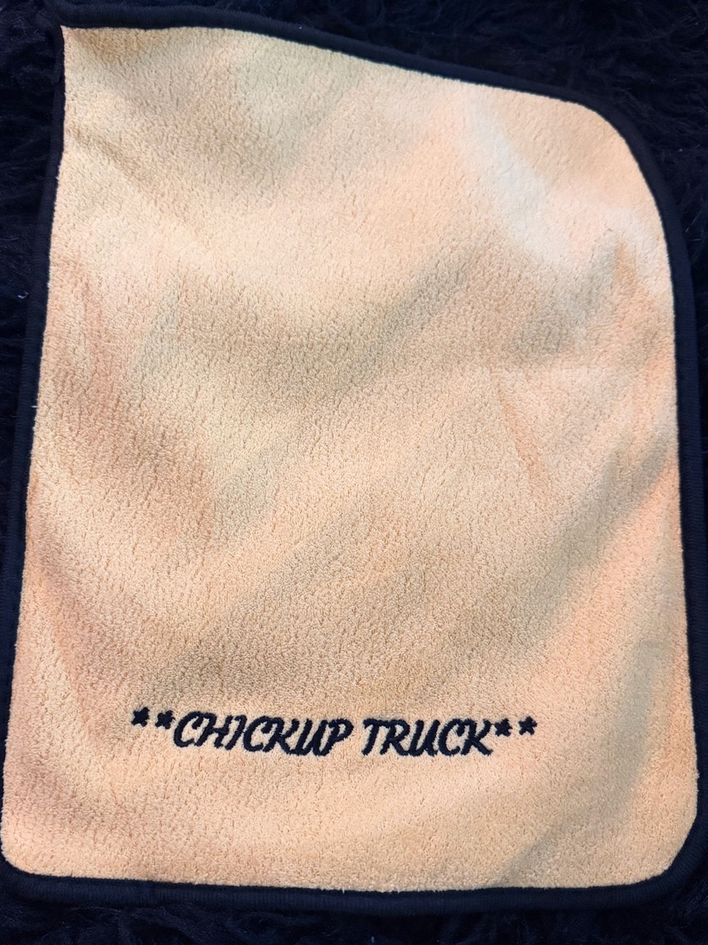Truck Towel - Embroidered "CHICKUP TRUCK" Yellow Microfiber 11.81”x15.75” 🩵🐥🛻🩵